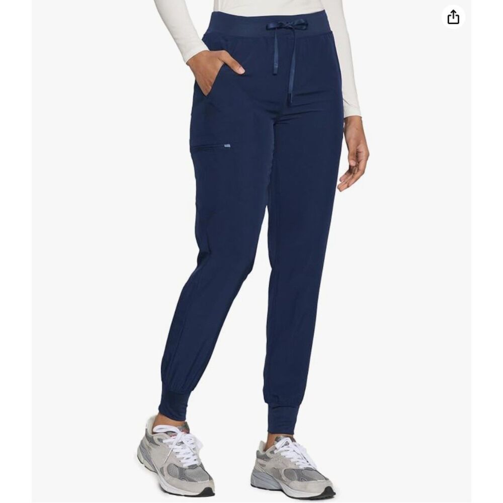 COZYFIT Women's Yoga Style Jogger Scrub Pants Medium Tall Blue Stretch 5-Pocket